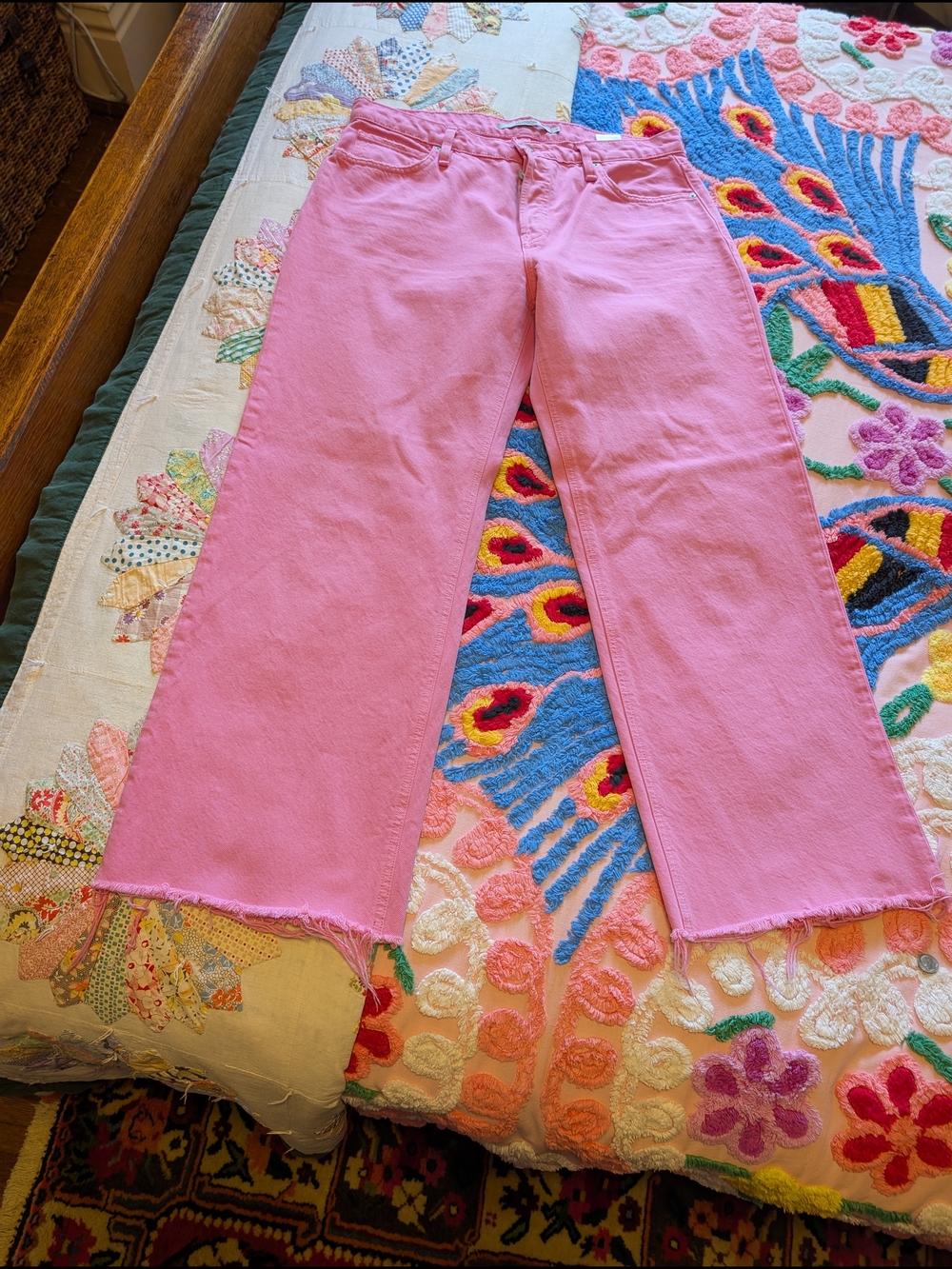 Hudson Rosie Wide Leg Crop Pink Sz 30